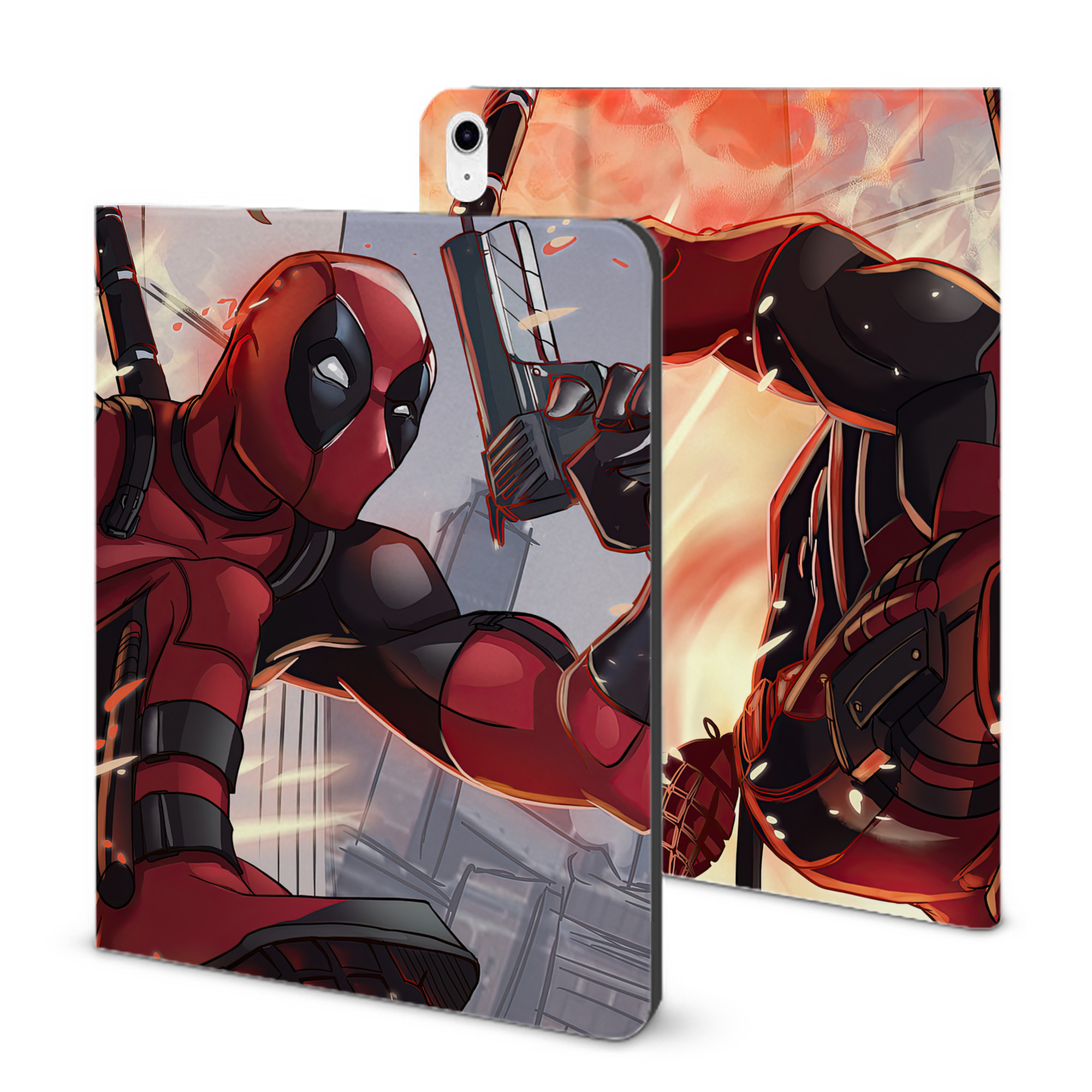 （画像用） Deadpool デッドプール IPad ケース ブック型 PUレザー TPU 耐衝撃 軽量 薄型 ペン収納なし 全面保護 IPad 各モデル対応